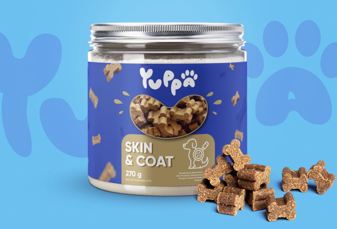 Bote de Yuppa Skin & Coat, complemento para piel y pelo